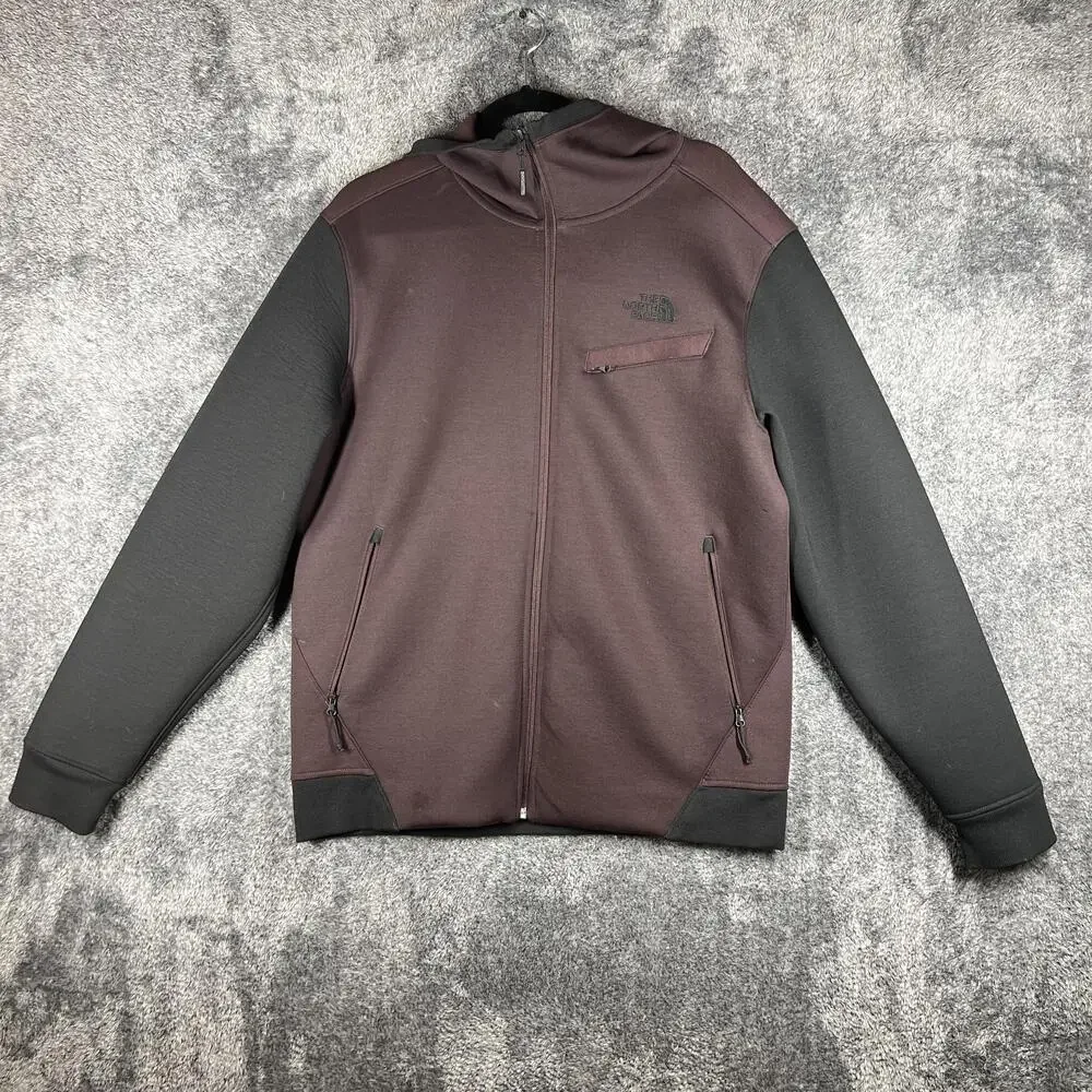 The North Face Hoodie Mens L Purple Full Zip Hooded Pockets Stretch Logo Tech